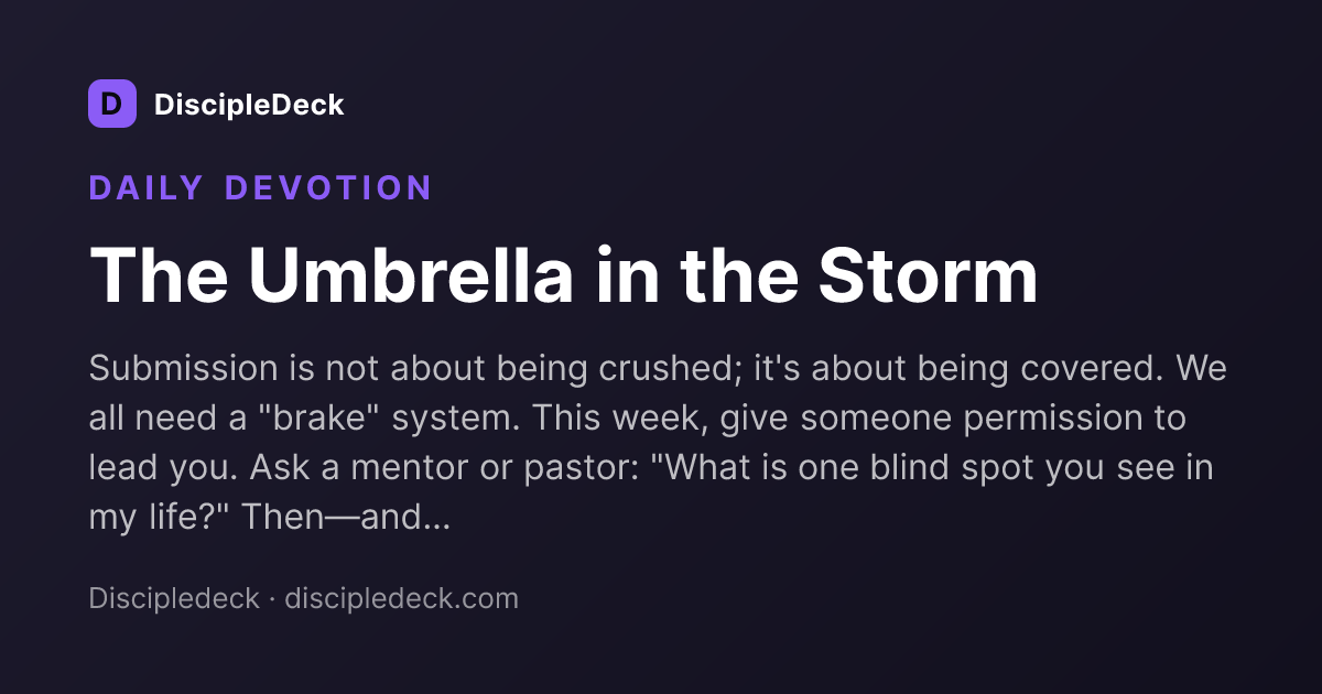 Shareable DiscipleDeck devotional for  The Umbrella in the Storm
