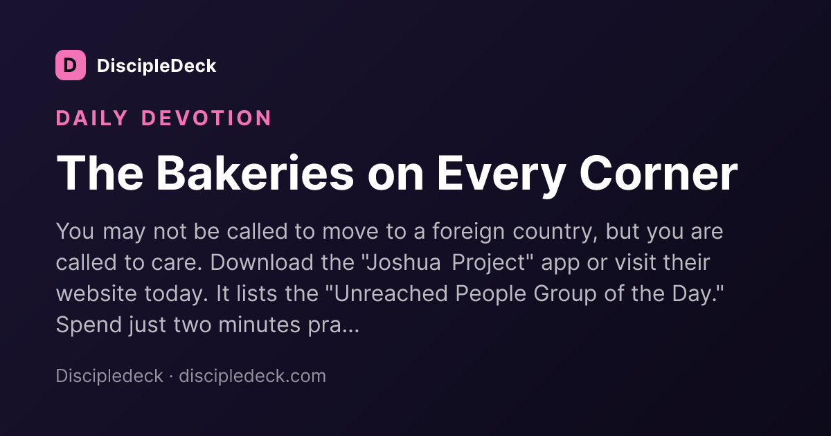 Shareable DiscipleDeck devotional for The Bakeries on Every Corner