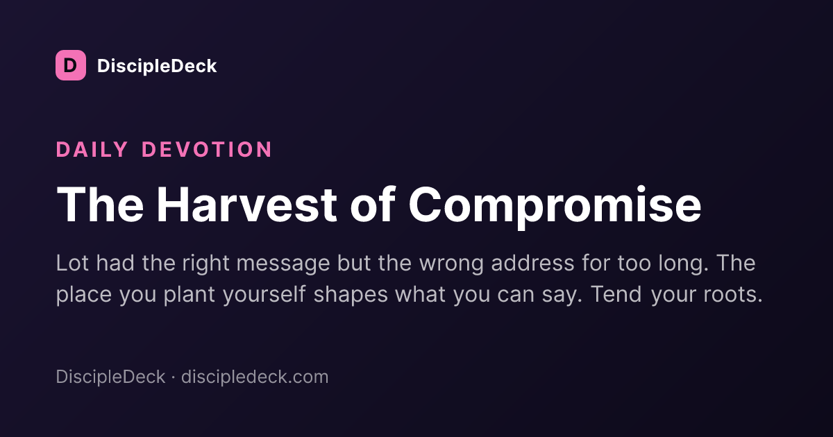 Shareable DiscipleDeck devotional for The Harvest of Compromise