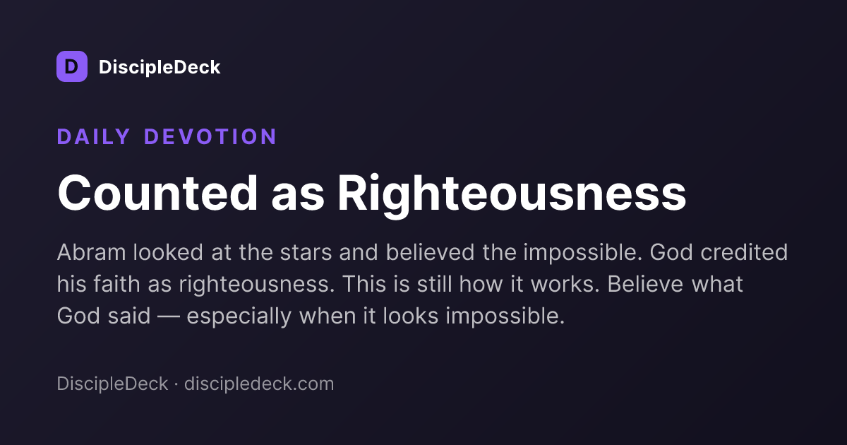 Shareable DiscipleDeck devotional for Counted as Righteousness