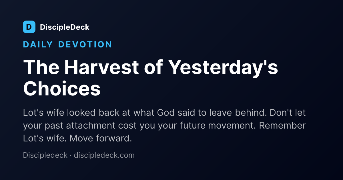 Shareable DiscipleDeck devotional for  The Harvest of Yesterday's Choices