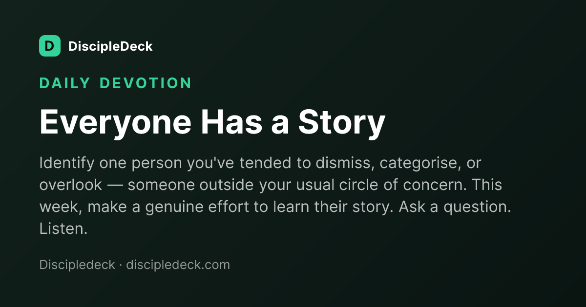 Shareable DiscipleDeck devotional for Everyone Has a Story