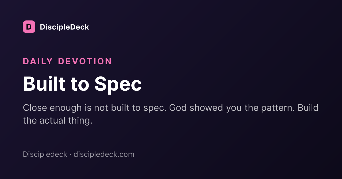 Shareable DiscipleDeck devotional for Built to Spec 